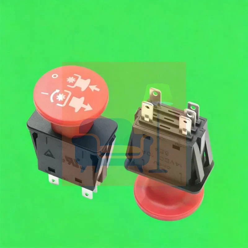 Red PTO Push Switch Durable Heat Resistant Shell 10A 14VDC Rating For Lawn Mowers Tractors Farm Equipment Qme