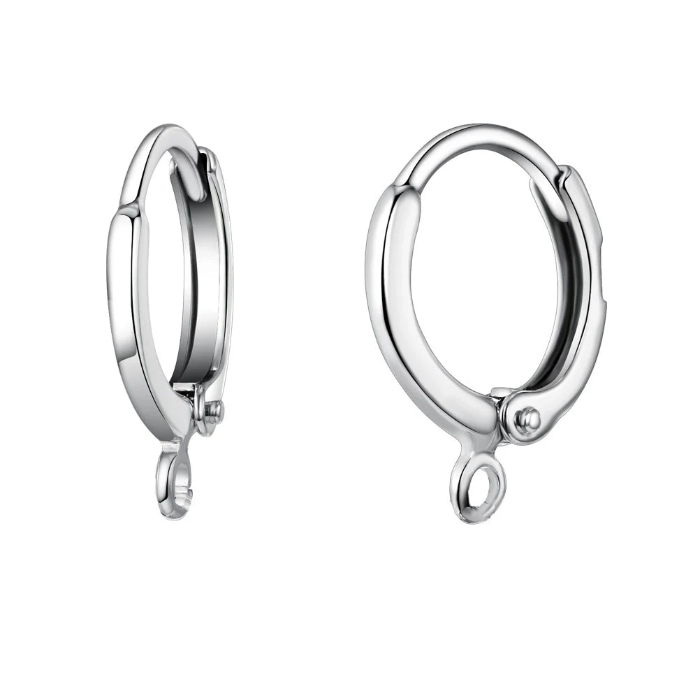 New Arrival 925 Sterling Silver Stamped Earring Findings For DIY Jewelry 10PCS/lot Earring Hook Jewelry Accessories for Women Qme DIA 13.5mm