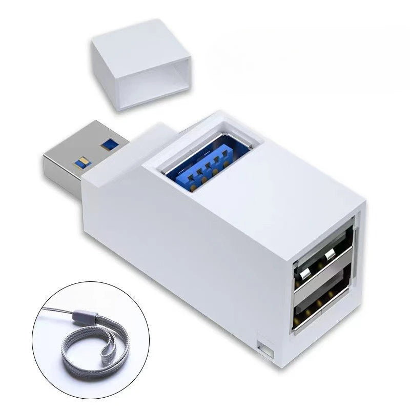 4pcs USB 3.0 Hub 3 Ports High Speed Portable USB Splitter Multi-Interface Expansion Dock Plug and Play USB Hub for Laptop PC Qme USB3.0 White