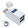 4pcs USB 3.0 Hub 3 Ports High Speed Portable USB Splitter Multi-Interface Expansion Dock Plug and Play USB Hub for Laptop PC Qme USB3.0 White
