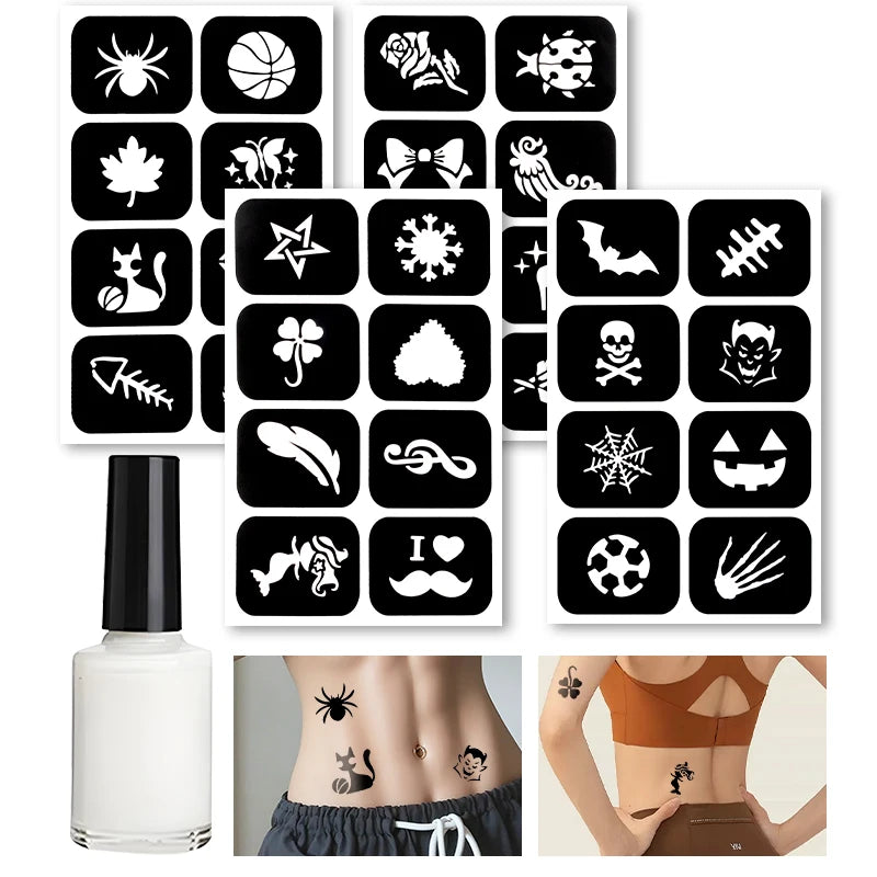 Reusable Temporary Tattoo Body Glue Multipurpose Stencil Glitter Qme 5pcs