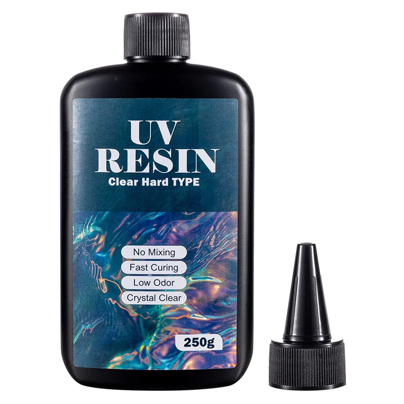 100g/250g Clear UV Resin Hard Type One Minute Ultraviolet Solar Fast Curing Epoxy Resin Glue for Casting Molds Jewelry Craft DIY Qme 250g