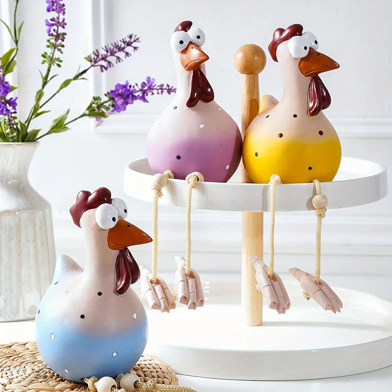 Rooster Figurine Resin Animal Statue Garden Yard Decoration Home Qme