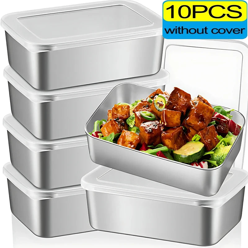 Stainless Steel Food Preservation Storage Containers Airtight Lids for Kitchen Bento Box Meal Prep Metal Heated Lunch Box Qme