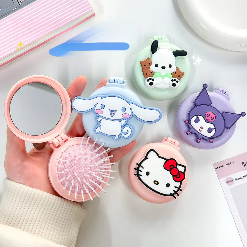 Hello Kitty Kuromi Cartoon Folding Air-Cushion Comb Portable Mini Travel Air-Cushion Comb Plastic Hair Comb for Students Qme