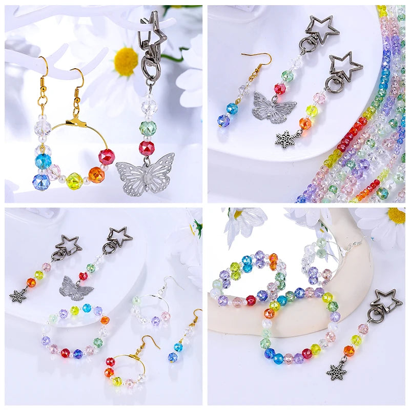 4-8mm Crystal Glass Beads Faceted Jewelry Making Beads Rondelle Spacer Beads for Bracelets Necklace Pendants Making Supplies Qme