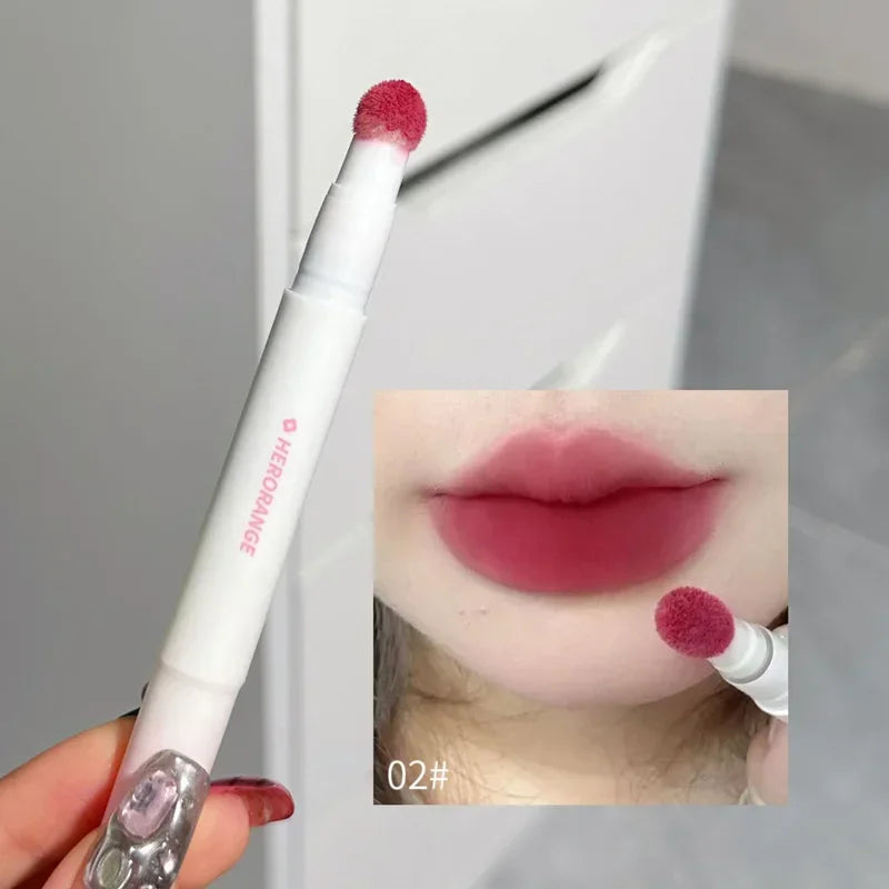 Liquid Lipstick With Cushion Applicator Velvet Matte Lip Gloss Moisturizing Creamy Soft Liquid Blush Lip Stick Multi-uses Makeup Qme 02