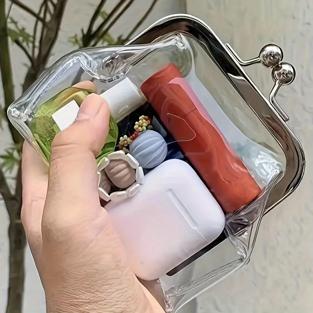 1pc of Retro PVC Coin Wallet, Compact Cosmetic Storage Pouch, Travel Makeup Bag for Ladies And Qme