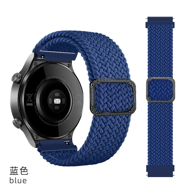 Elastic Braided Nylon Watch Band Adjustable Breathable Strap Anti Sweat Wristband For Samsung Galaxy Watch Huawei Smart Watch Qme