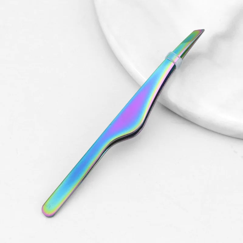 Hair Removal Tweezers Stainless Steel Eyebrow Slant Tip Point Flat Qme Color China Mainland