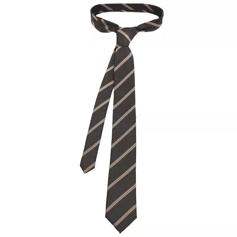 Mens Necktie Stripe Ties Man Women Jacquard Woven Brown Coffee Neck Qme stx-3