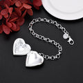 925 Sterling Silver Heart Shaped Frame Pendant Bracelets for Women Lady Party Wedding Fine Jewelry Holiday Gifts Qme Default Title