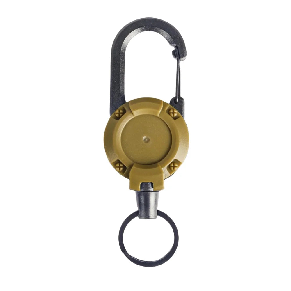 Heavy Duty Retractable Rope Carabiner Outdoor Steel Wire Rope Spring Key Chain Multi Functional Rebound Anti Loss Rope Buckle Qme Khaki