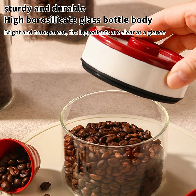 Coffee Beans Vacuum Sealed Tank Transparent Glass Food Storage Jars Qme