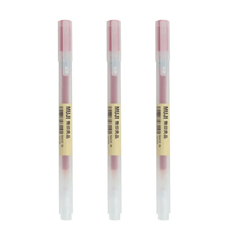 3-6Pcs/Set 0.38mm Kawaii MUJIs Gel Pen Black/Red/Blue Ink Gel Pen Office School Ballpoint Pen Writing Stationery Qme 0.38mm 3 red