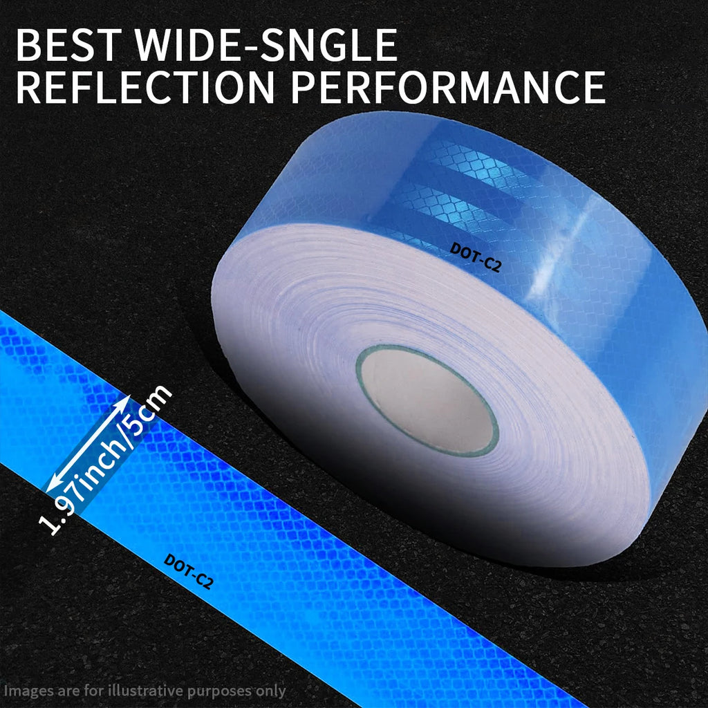Car Reflective Safety Tape Warning Light Reflector Protective Trucks Auto Motorcycle Safety Mark Reflective Strip Sticker Qme Blue 5M 50MM