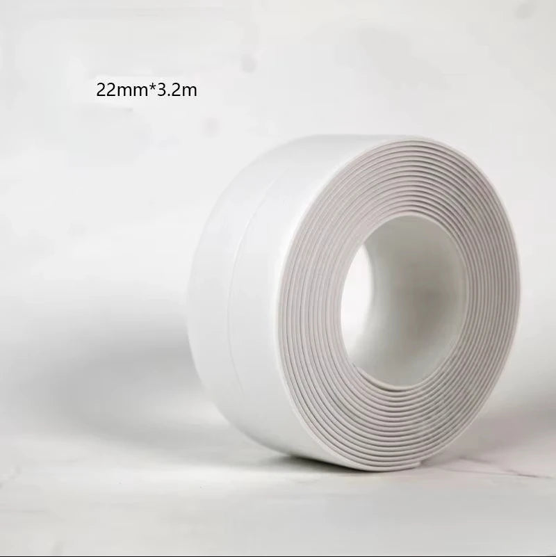 A Roll Of Three Meters Two Pvc Waterproof And Anti-Mildew Seam Adhesive, Suitable For Kitchen, Bathroom, Toilet, Corner Gap Qme 10PC White