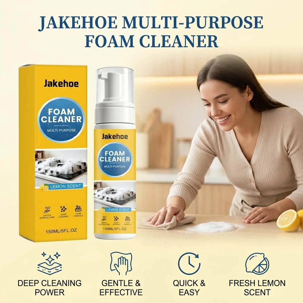 Multi-purpose Foam Cleaning Spray Dissolving Grease Grime Eliminate Musty & Greasy Odors Lemon Scent Powerful Foaming Degreaser Qme