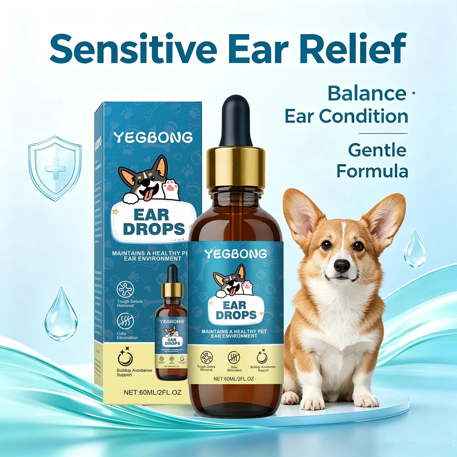Dog Ear Care Drops Nourishing Removing Earwax Eliminate Odors Relieving Ear Discomfort & Itching Mild Pet Ear Cleansing Solution Qme