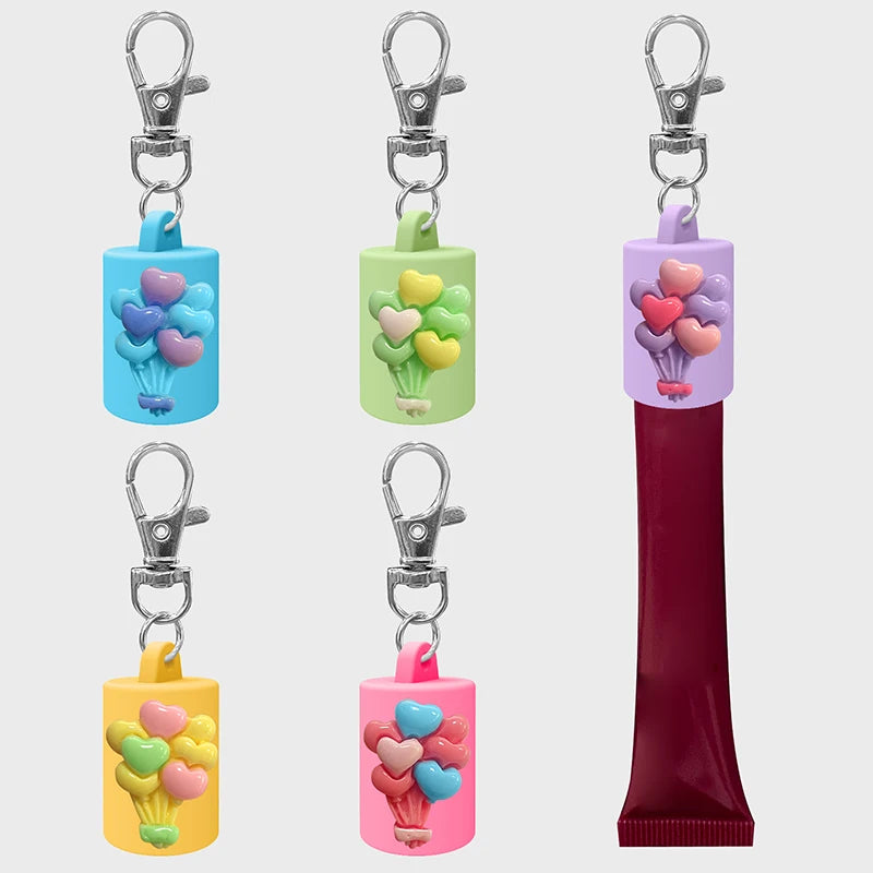 Portable Lipstick Pouch Keychain Balloon-shaped Protective Case Lip Qme