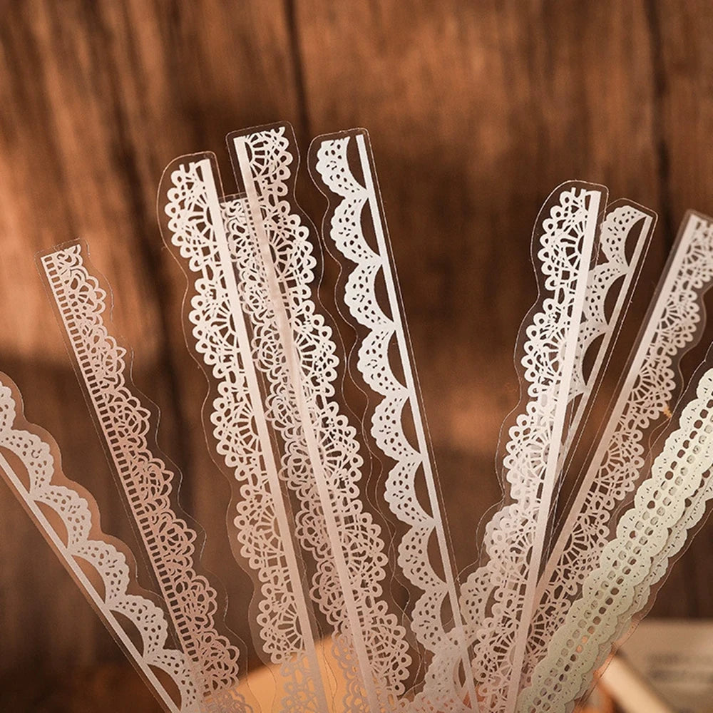 40 pcs Lace Stickers Cute Aesthetics Decor Collage Junk Journal Scrapbooking Supplies Self Adhesive Creative Stationery Sticker Qme
