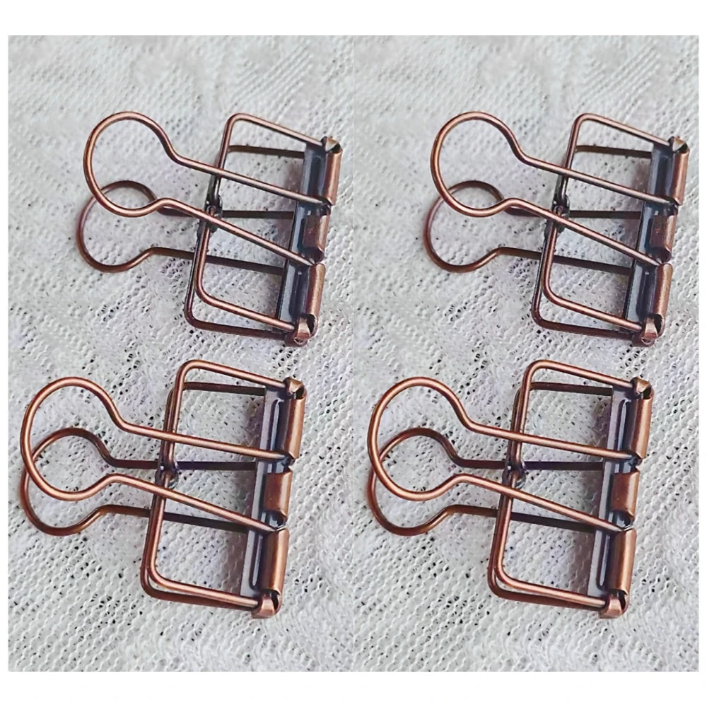 Brown Vintage Binder Clips, Retro Metal Paper Clamp Antique Style Book Clips for Planner & Reading, Aesthetic Stationery Qme 4pcs