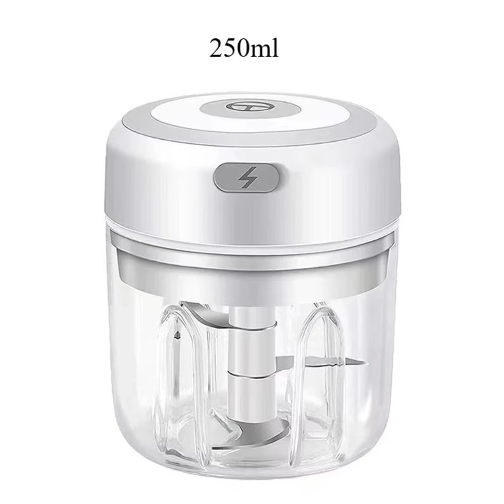 Electric Garlic Mincer 250ML Vegetable Chopper Food Chopper, USB Mini Garlic Mincer, Onion Chopper Portable Small Food Processor Qme white