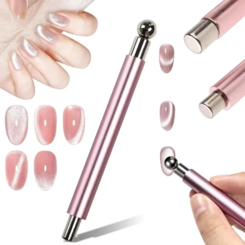 Glass Beads Special For Cat's Eye Pink Nail Magnetic Stick Newly Upgraded Nail Polish Glue Magnet Rod Double Head Magnetic Tool Qme