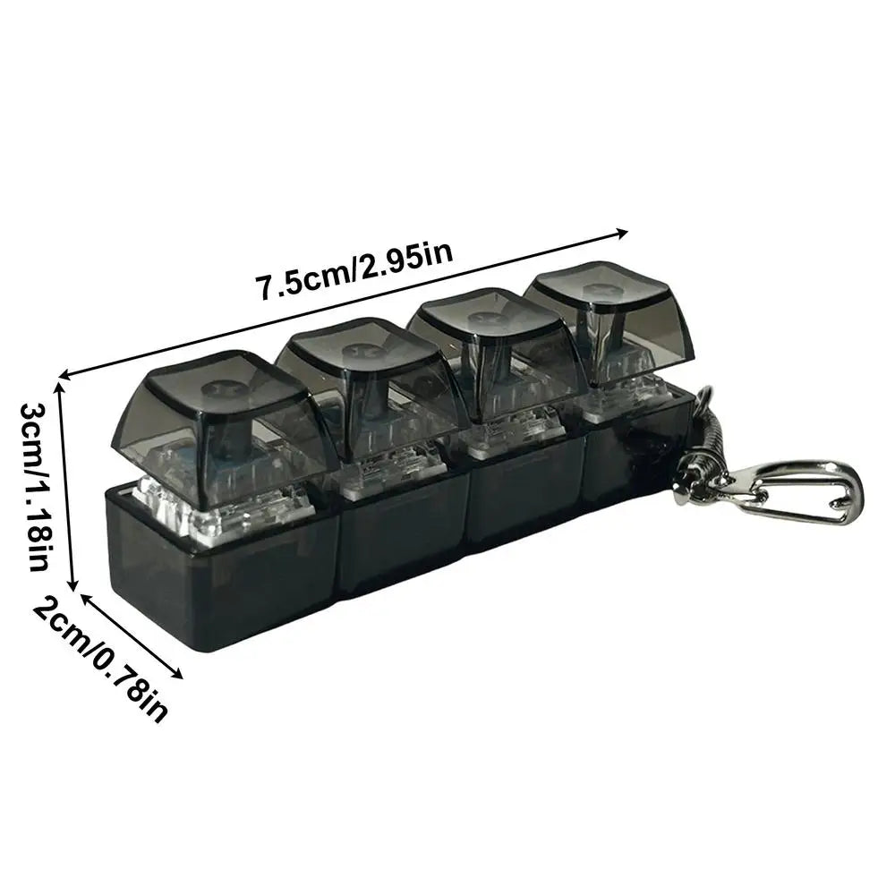 New Keyboard Keychain Fidget Toys Crystal Clicker Sensory Toy For Stress Relief Keyboard Keychain Fidget Gadget For Adults child Qme Black
