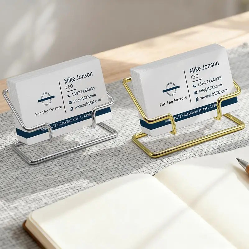 Desktop Business Card Holder Acrylic Dual Layer Stand Office Desk Qme