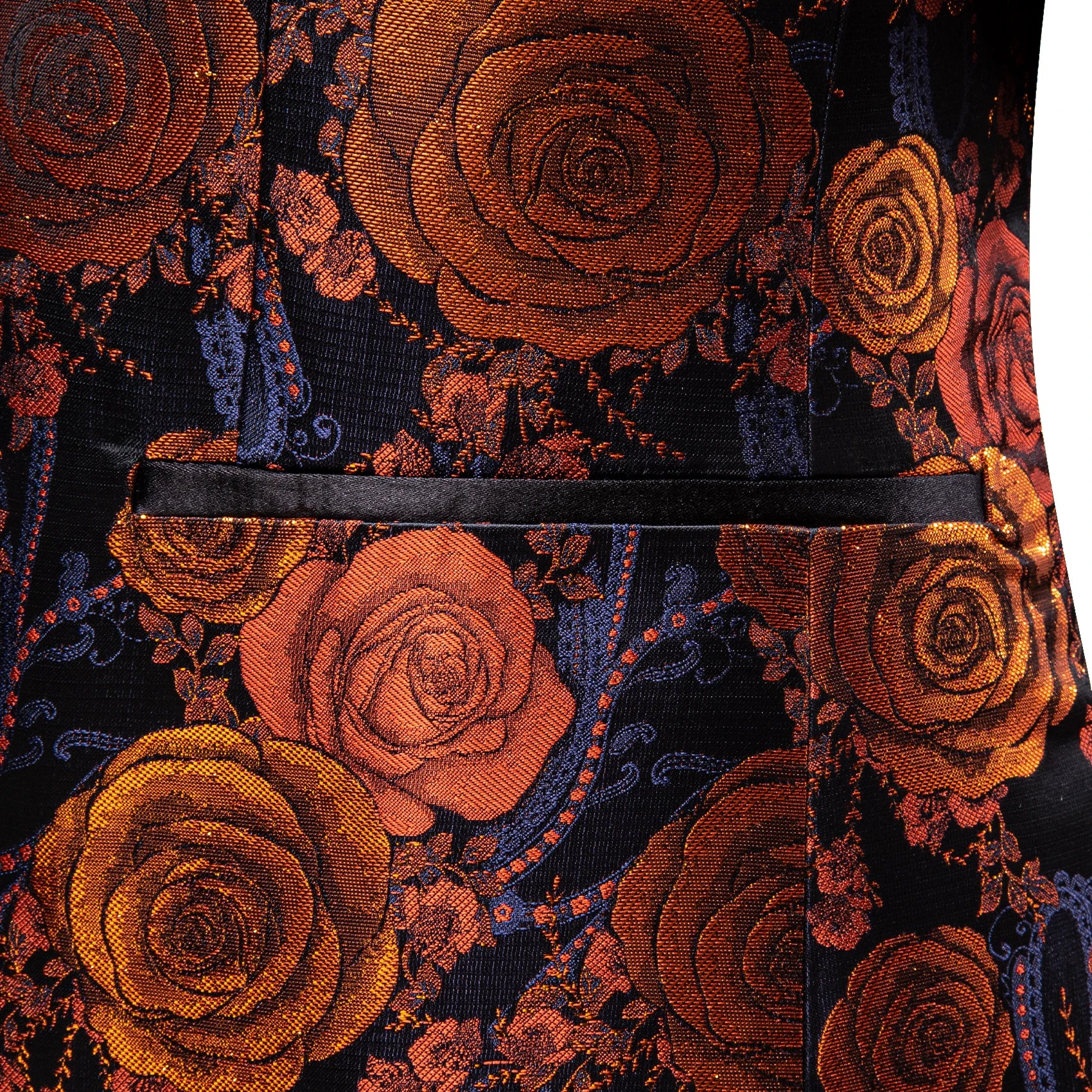 Vintage Men Floral Rose Shawl Lapel Blazer Luxury Jacquard Tuxedo Jacket Formal Suit Coat for Wedding Prom Groom Party Nightclub Qme