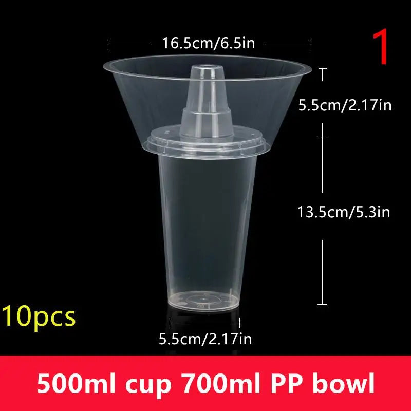 10 Disposable Plastic Cup Drink Snack Bowl Bubble Milk Tea Fruit Qme 1