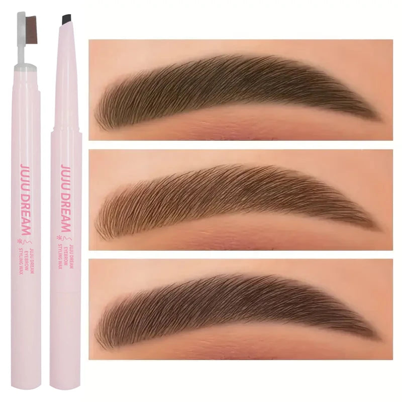 Double head flat core eyebrow wax brush, waterproof and lasting, cream black brown eyebrow, precise styling, clear contour Qme