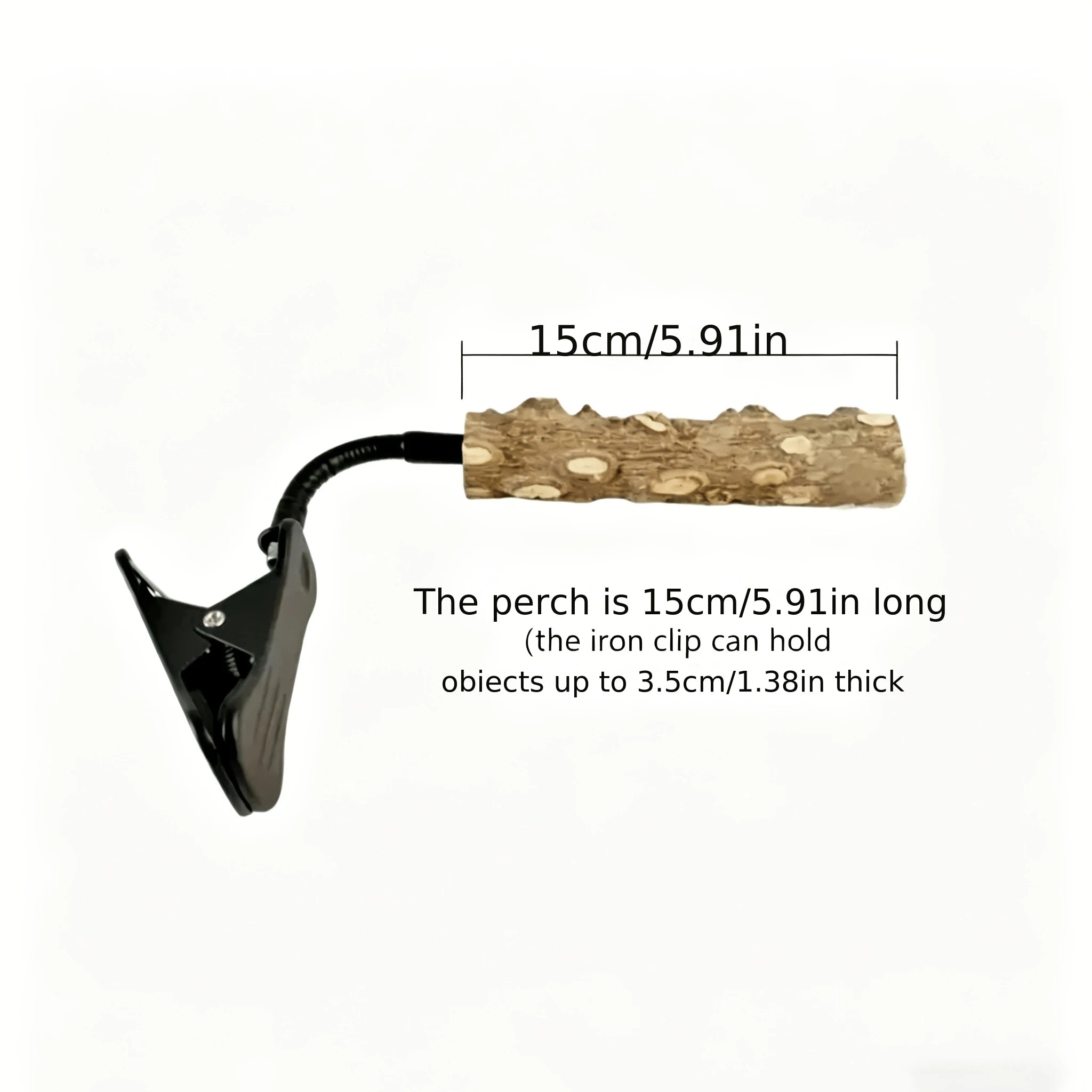 Clip-on Bird Potty Training Perch Adjustable Stand Natural Wood Qme 1Pc