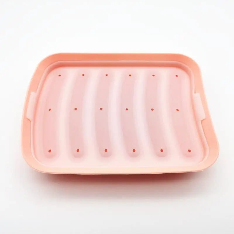 Sausage Maker Mould 6 Cavity Silicone DIY Ham Hot Dog Making Moulds With Lid Household Sausages Cake Baking Tool Molds Qme Pink