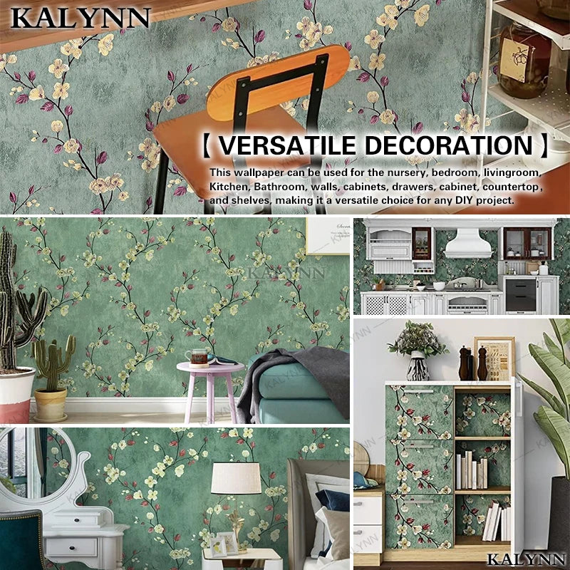 Floral Peel Stick Wallpaper Green Flower Contact Paper Vinyl Self Qme