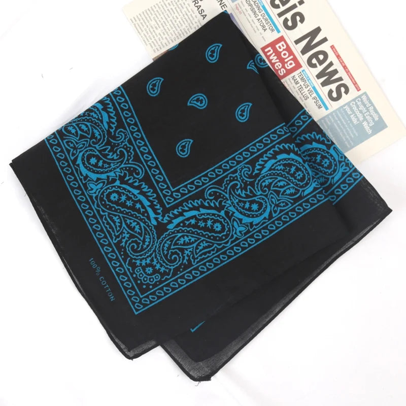 Unisex Cotton Bandana Kerchief Hip Hop Black Hair Band Neck Scarf Qme A19
