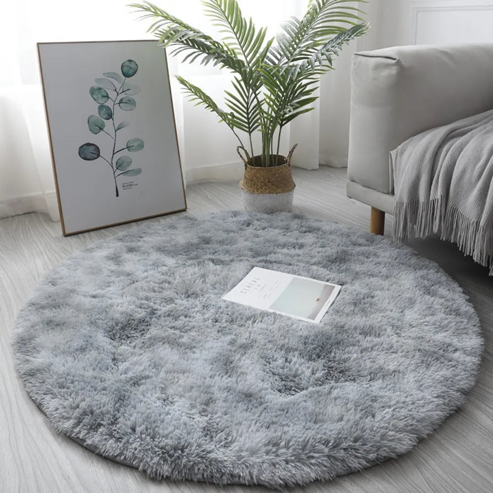 Super Soft Plush Round Rug Mat Anti-Skid Fluffy-Mat White Pink Carpets For Living Room Home Bedroom Bedroom Decoration Qme Light Gray 40CM