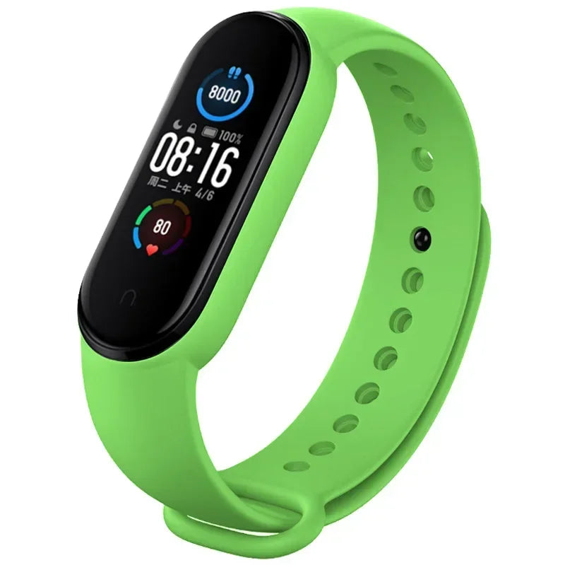 Watch Strap For Xiaomi Mi Band 7 6 5 4 3 Wristband Silicone Bracelet Wrist Straps MiBand 3/4 band5 band6 Smartwatch Accessories Qme Green tea Mi band 5 6 7