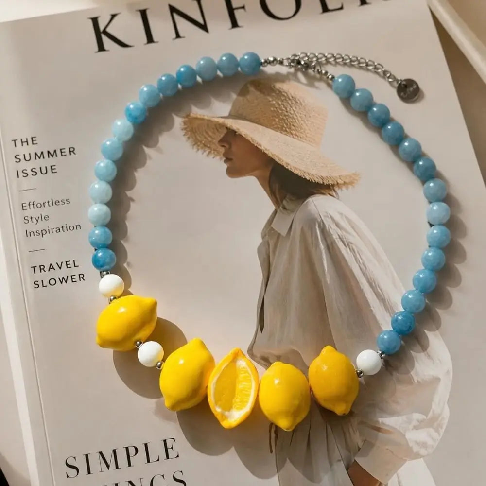 Simple Layered Beads Fruit Necklace Stackable Blueberries Multi Layer Qme