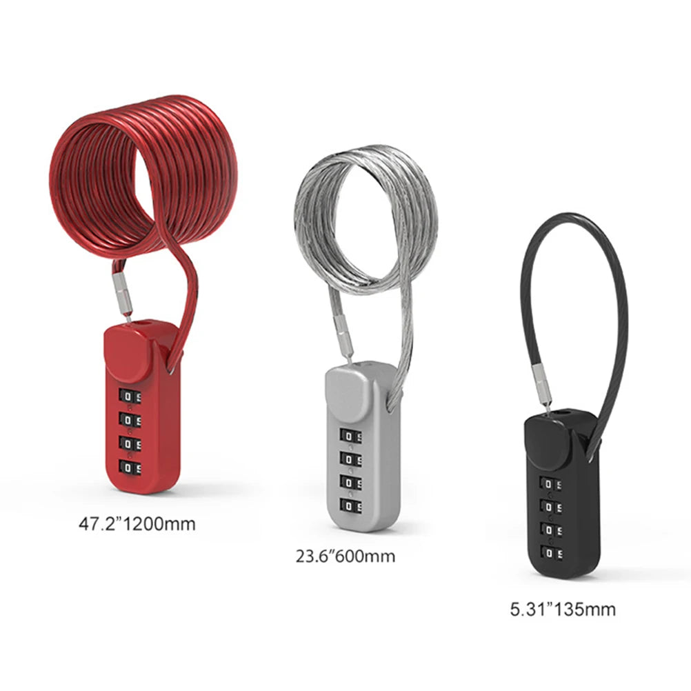 4 Digit Combination Code Number Lock With Spring Coil Wire Rope For Luggage Zipper Bag Backpack Suitcase Drawer Locks Qme