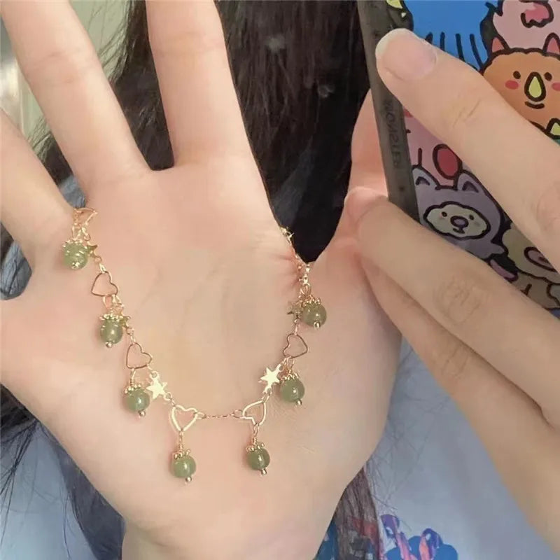 Fu Character Lucky Hetian Jade Hare Stars Antique Bracelet Creative Cute Female Temperamental Fashion Gifts Femme Qme