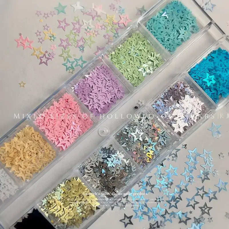 Star Nail Glitter Sequins Mixed Laser Holographic Shiny Decor Kids Qme