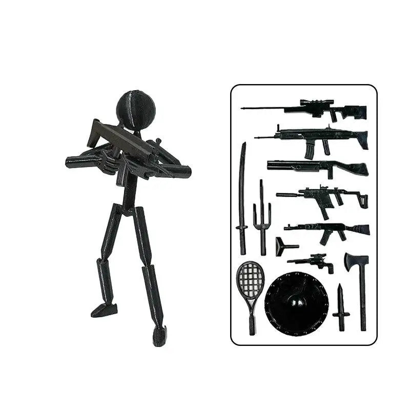 Multi-jointed Multi Joint Stickman Toy Movable 3D Printing Printed Qme Black