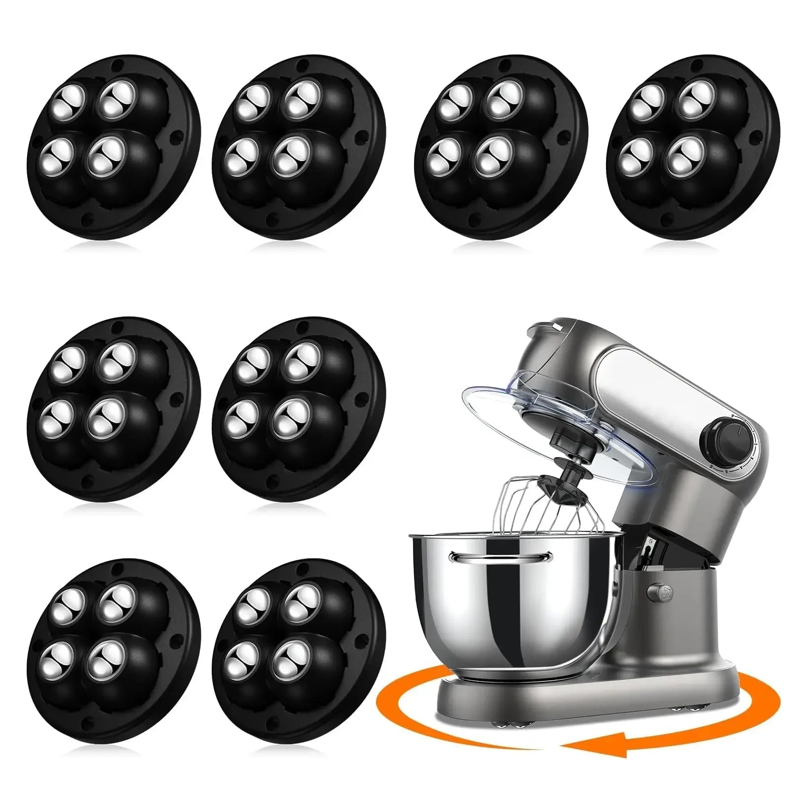 24Pack Self-Adhesive Mini Swivel Casters, 360° Rotatable Universal Wheels, Heavy-Duty Double Ball Bearings for Kitchen Applianc Qme 8pcs-black