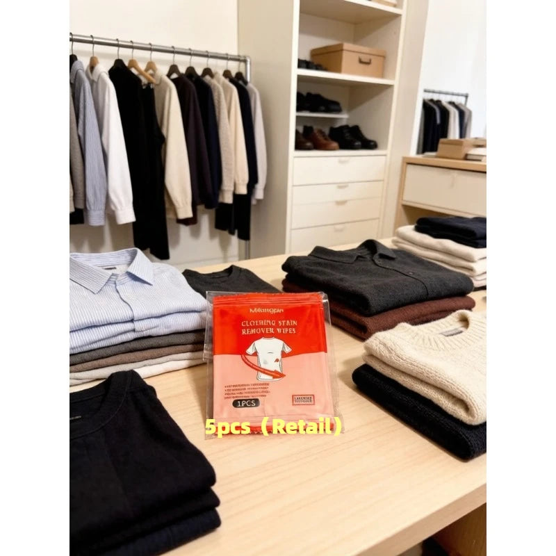 No-Rinse Down Jacket Cleaner / White Shoe Stain Remover Wipes, for White Clothes, Disposable Individual Packaging Qme 5pcs