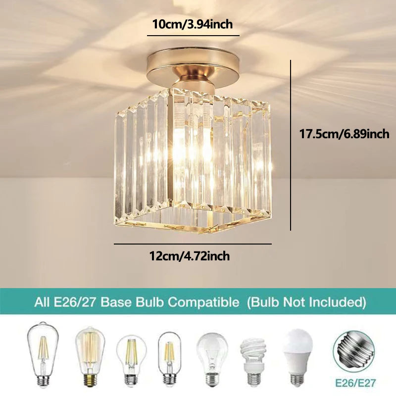 Nordic modern luxury crystal E27 ceiling light for bedrooms, corridors, restaurants, stairs, bathrooms, lighting fixtures Qme Golden square