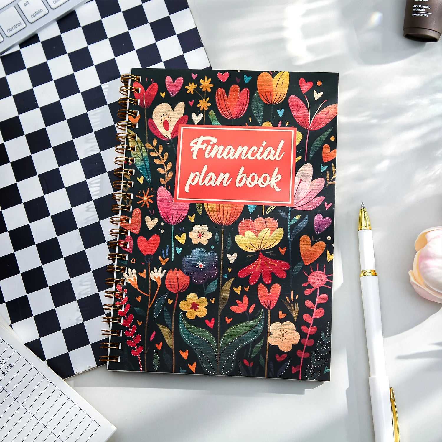 A5 Floral Finance Planner, Aesthetic Savings & Account Book, Helps Build Personal Money Management HabitsA5 Floral Finance Plann Qme