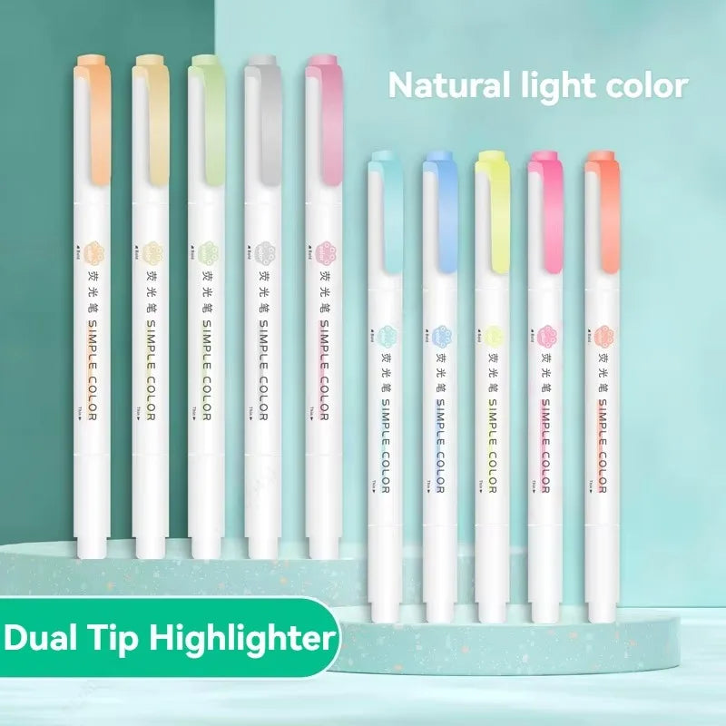 Aesthetic Cute Pastel Double Tips Highlighters Set, 8 pcs, Quick Dry, No Bleed Bible for Bible Study Notes School Office Qme