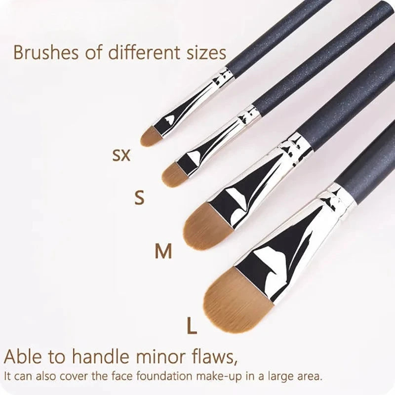 Flat Round Ultra-thin Foundation Concealer Makeup Brush Professional Contour Liquid Cream Concealer Make-up Tool 4 Types Sizes Qme